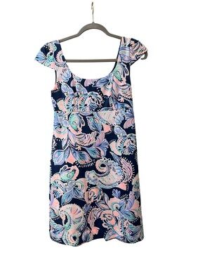 Lilly Pulitzer Navy Floral Paisley Mini Dress with Pink & Mint Accents